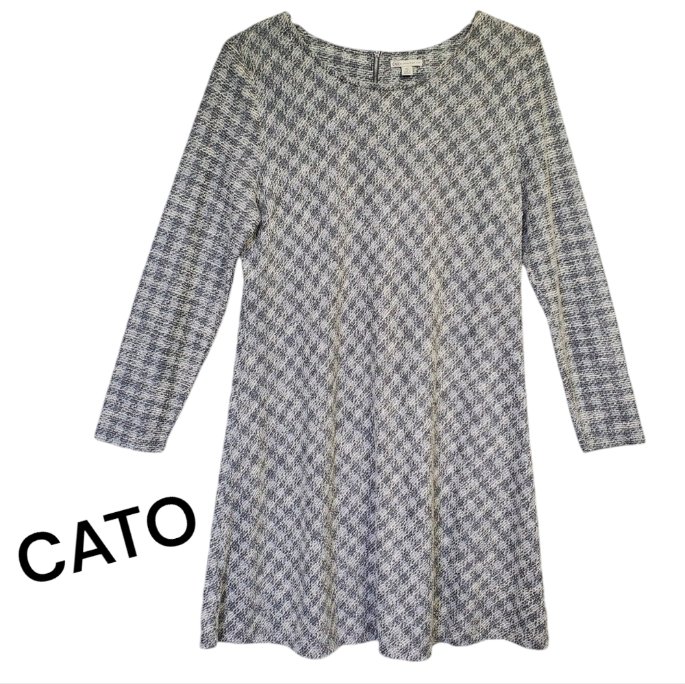 CATO Women's Midi Dress Textured Metallic Long Sleeves Size XL